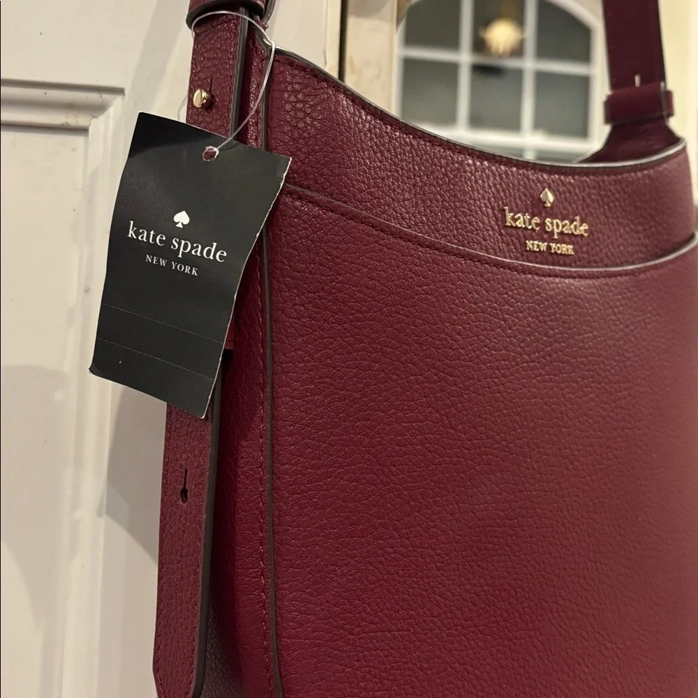 Kate Spade Leila Leather North Topzip Crossbody Blackberry Bag MSRP $329